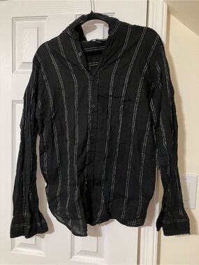 Black Button-Up Shirt with White Pinstripes - NWOT, size XS/S